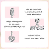 925 Sterling Silver Love Heart Diy Beads - 45-Degree Angle