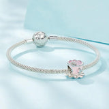 925 Sterling Silver Flower Beaded Bracelet For Coffee Lovers - Top-Down View