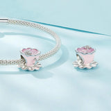 925 Sterling Silver Flower Beaded Bracelet For Coffee Lovers - 45-Degree Angle