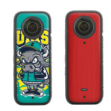 Protective Film Stickers for Dji Insta360 X3 Panoramic Camera - Panda + Carbon Pattern Red