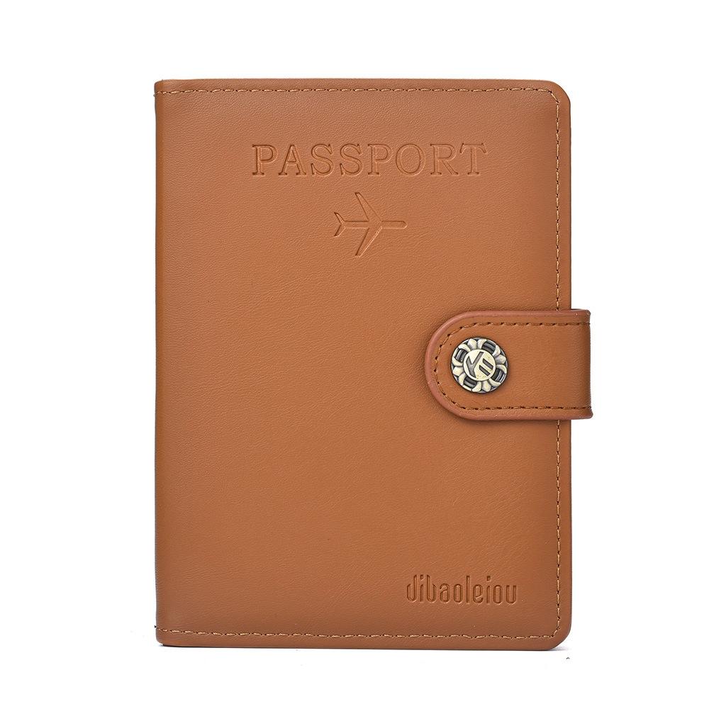 Multi Functional Passport Case With Buckle Dibaoleiou Pu Leather - Brown