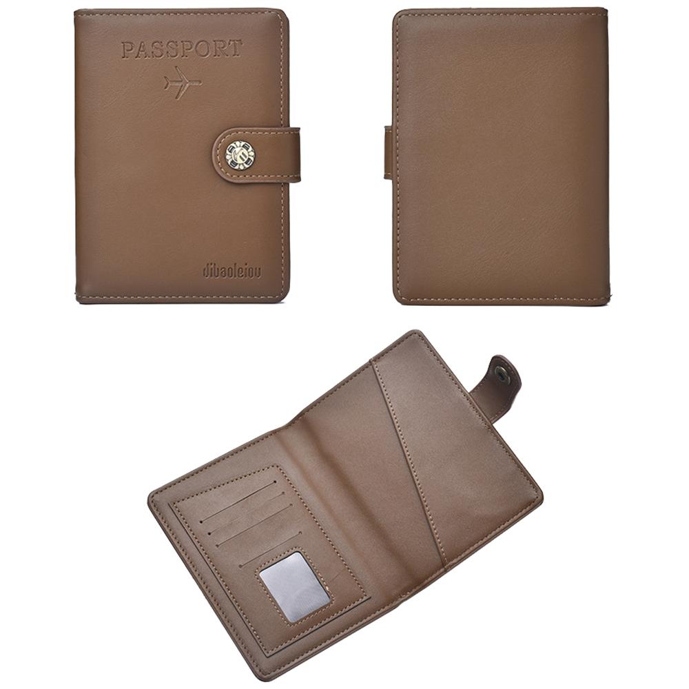 Multi Functional Passport Case With Buckle Dibaoleiou Pu Leather - Brown