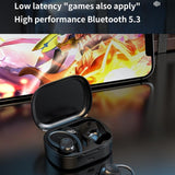 Wireless Stereo Earphones with Charging Case - Black - 45-Degree Angle