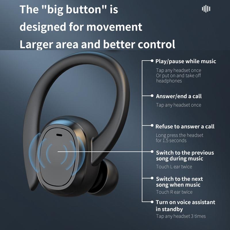 Wireless Stereo Earphones with Charging Case - Black