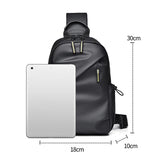 Large Capacity Waterproof Crossbody Chest Bag - Black - Side View