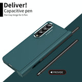 For Samsung Galaxy Z Fold4 5G Samsung Fold 4 Hinge Flip Case - Two Tone Contact Lens - Black