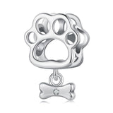 925 Sterling Silver Oxidized Paw Print Bracelet - Front View