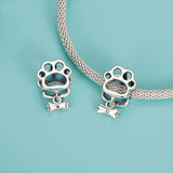 925 Sterling Silver Oxidized Paw Print Bracelet - Top-Down View