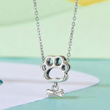 925 Sterling Silver Oxidized Paw Print Bracelet - Close-Up Angle