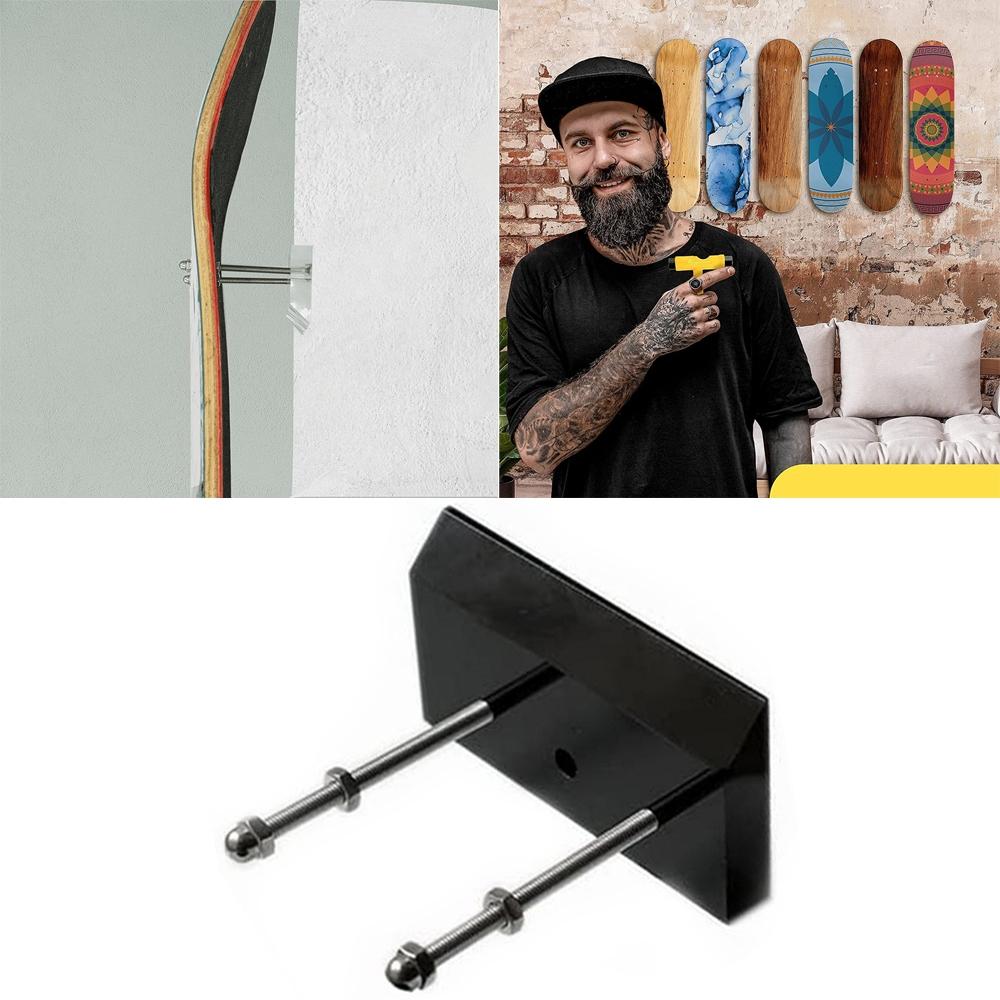 Black Wall Mount for Four-wheel Skateboard - Transparent