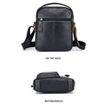 Soft Leather Messenger Bag For Men - Black