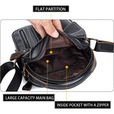Soft Leather Messenger Bag For Men - Black - Rear View