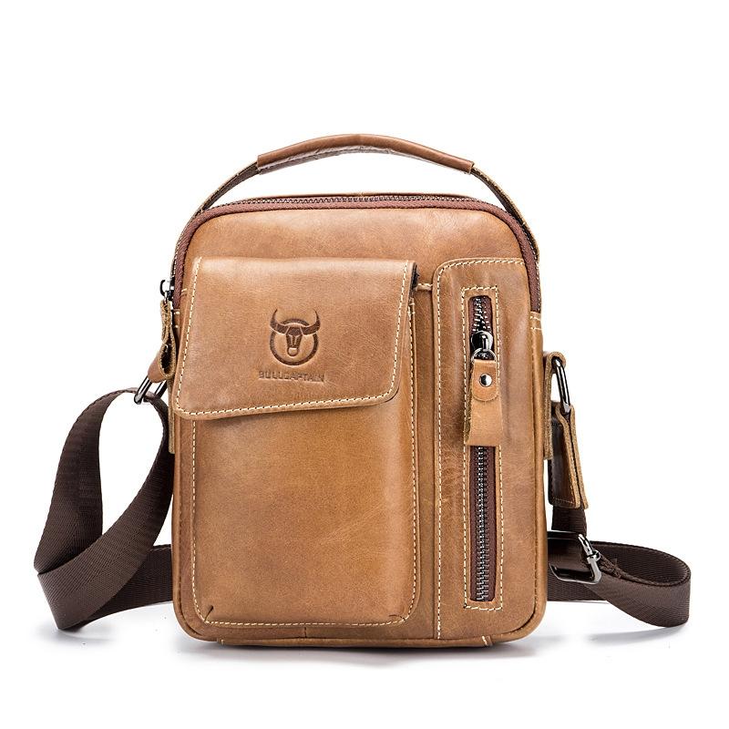 Soft Leather Messenger Bag For Men - Black