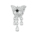 925 Sterling Silver Platinum Plated Butterfly Tassel Pendant - Front View