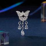 925 Sterling Silver Platinum Plated Butterfly Tassel Pendant - 45-Degree Angle