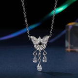 925 Sterling Silver Platinum Plated Butterfly Tassel Pendant - Close-Up Angle