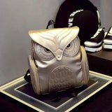 Women Owl Print Pu Backpack - Colourful and Stylish - Black - Low Angle