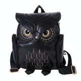 Women Owl Print Pu Backpack - Colourful and Stylish - Black - Extra Image