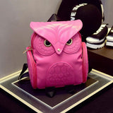 Women Owl Print Pu Backpack - Colourful and Stylish - Black
