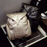 Women Owl Print Pu Backpack - Colourful and Stylish - Black