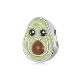 925 Sterling Silver Diy Cute Avocado Beads & Platinum - Front View