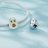 925 Sterling Silver Diy Cute Avocado Beads & Platinum - Side View