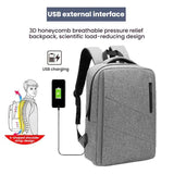 Anti Theft Usb Backpack For Business & School - Gray - 45-Degree Angle