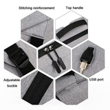 Anti Theft Usb Backpack For Business & School - Gray - Rear View