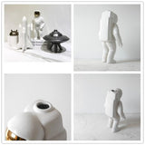 Spacewalker Ceramic Vase with Dried Flowers - Tabletop Decor Tool - White - Close-Up Angle