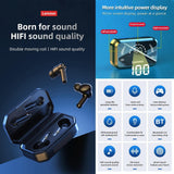 Pro Tws Wireless Bluetooth Earphones with Led Display - Black - Side View
