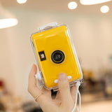 Retro Waterproof Camera with Disposable Film - Cute White Shell - 45-Degree Angle