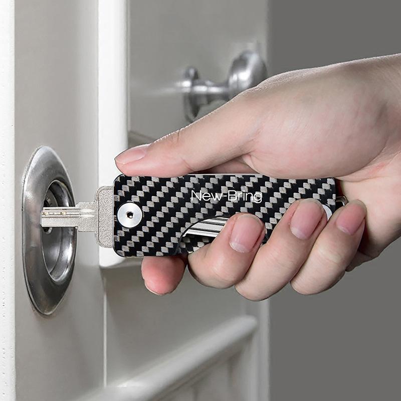 Carbon Fiber Key Bag For Men Multi Function Key Clip For Car Compact Key Storage