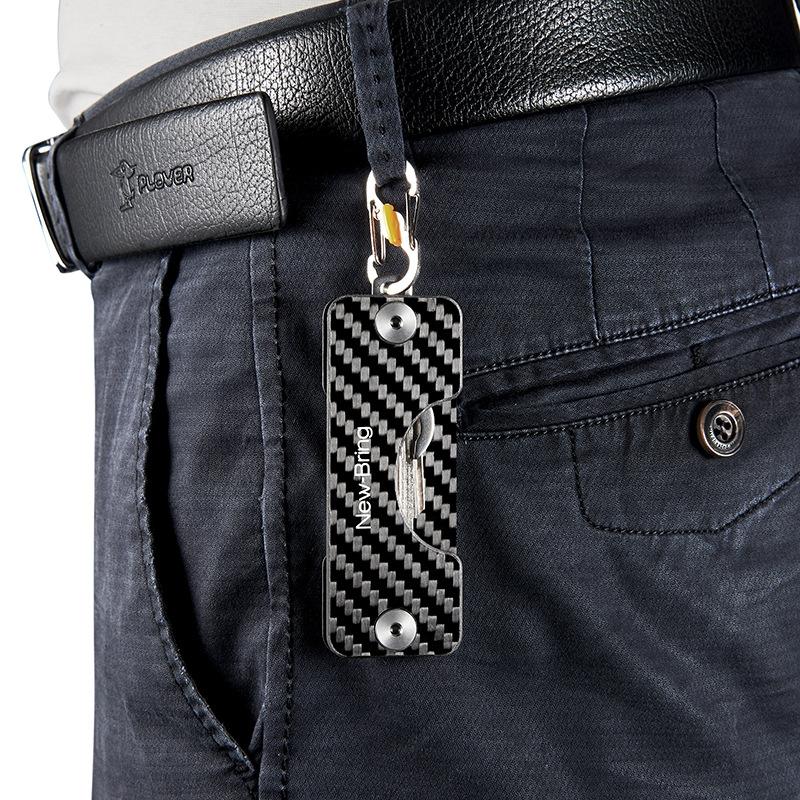 Carbon Fiber Key Bag For Men Multi Function Key Clip For Car Compact Key Storage