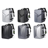 Waterproof Expandable Hard Shell Backpack with Usb Charging - Large Capacity Black - 161 Light Grey - Side View