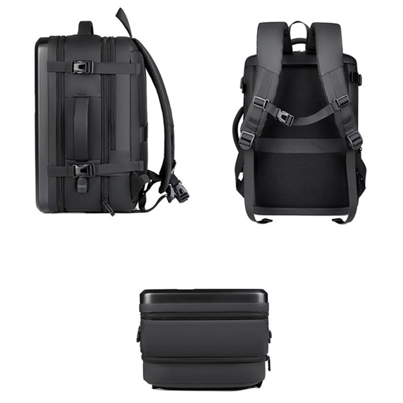 Waterproof Expandable Hard Shell Backpack with Usb Charging - Large Capacity Black - 161 Light Grey