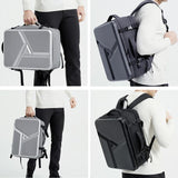Waterproof Expandable Hard Shell Backpack with Usb Charging - Large Capacity Black - 161 Light Grey - Close-Up Angle