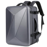 Waterproof Expandable Hard Shell Backpack with Usb Charging - Large Capacity Black - 161 Light Grey - Low Angle