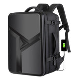 Waterproof Expandable Hard Shell Backpack with Usb Charging - Large Capacity Black - 161 Light Grey - Extra Image