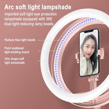 11 Inch Beauty Selfie Light With Desktop Bracket For Live Broadcast And Floor Use - Black - Top-Down View