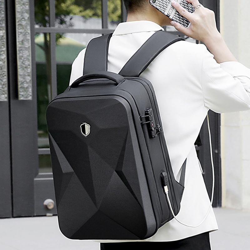 Waterproof Laptop Backpack with Usb Port - 17 Inch Capacity Password Lock - Black