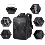 Waterproof Laptop Backpack with Usb Port - 17 Inch Capacity Password Lock - Black - Close-Up Angle