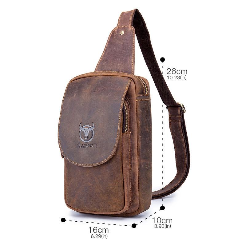 Retro Leather Shoulder Bag For Men Brown