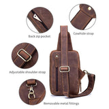 Retro Leather Shoulder Bag For Men Brown - Rear View