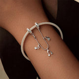 925 Sterling Silver Platinum Plated Note Safety Chain Pendant - Close-Up Angle