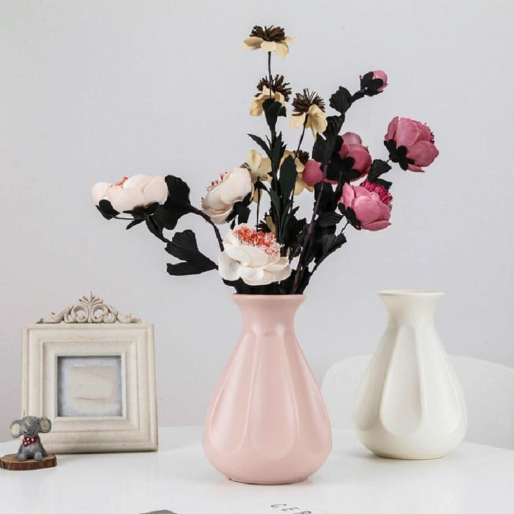 Drop-resistant Plastic Vase for Dry and Wet Flower Arrangements - Milk White