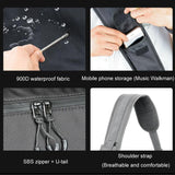 Waterproof Nylon Cycling Shoulder Bag Large Capacity Black - Low Angle
