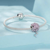 925 Sterling Silver Platinum Plated Zircon Flower Beads - Side View
