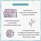 925 Sterling Silver Platinum Plated Zircon Flower Beads - Rear View