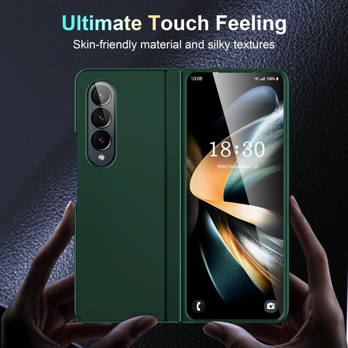 For Samsung Galaxy Z Fold4 5G Foldable Phone Case With Holder - Full Coverage - Black
