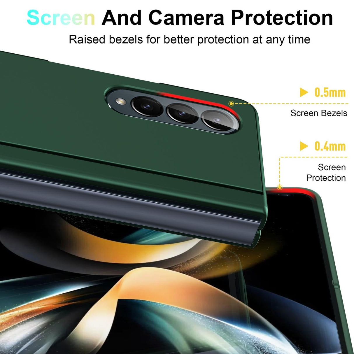 For Samsung Galaxy Z Fold4 5G Foldable Phone Case With Holder - Full Coverage - Black